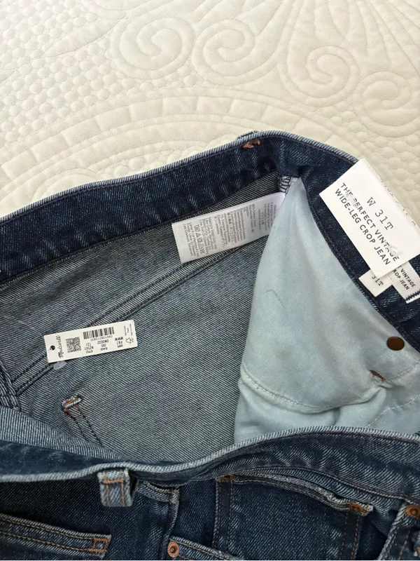 NWT Madewell The Perfect Vintage Wide Leg Crop Jean Midnight Waters Size 31 TALL - Image 7