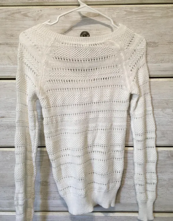 Aeropostale White Vneck Sweater - Image 2