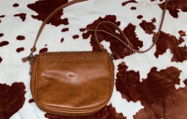brown leather crossbody purse, perfect condition - Image 2