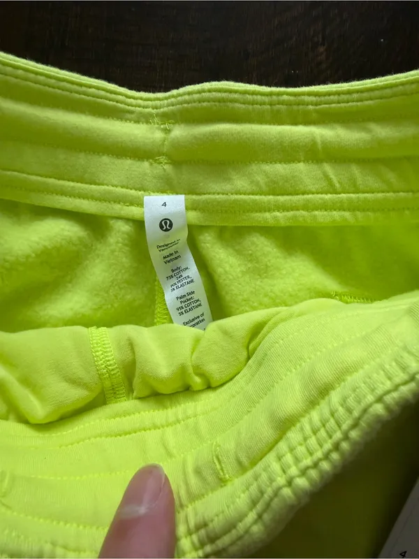 lululemon athletica Men's Neon Yellow Athletic Drawstring Shorts - Image 3