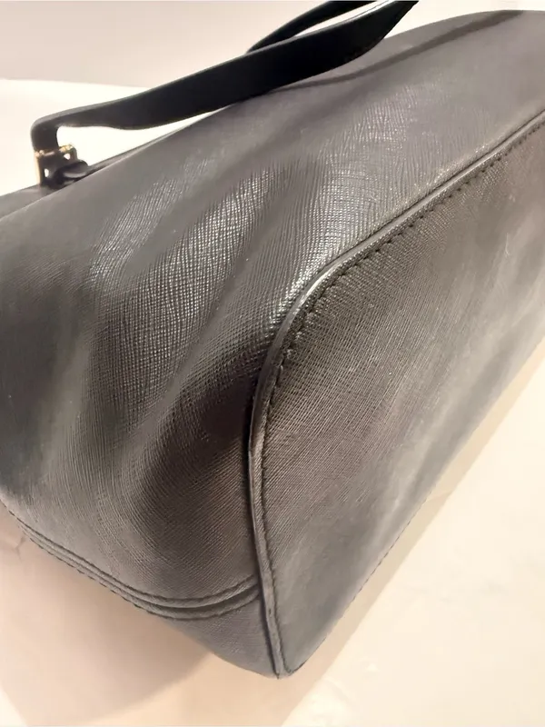 Michael Kors Black Leather Tote with Gold Hardware - Image 8