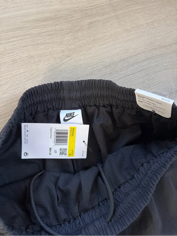Cool Baggy Casual Nike Wide Leg Parachute Pants with Buttons in Black - Image 2