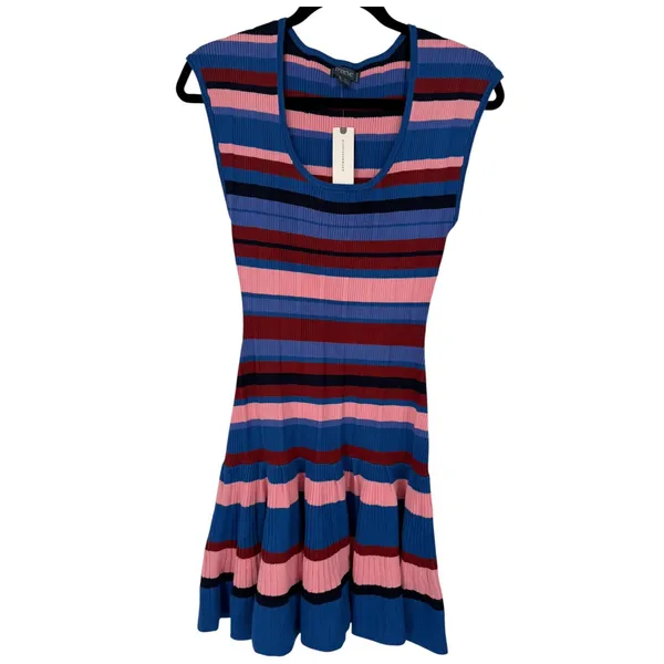 NWT Anthropologie Maeve Beca Ribbed Sweater Fit & Flare Striped Mini Dress Sz M - Image 5