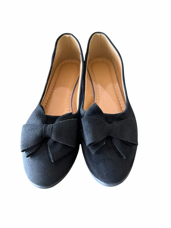 Women's Black Wedge Heeled Bow Accent Slip On Shoe Size 40 aka 9 #260322 - Image 3