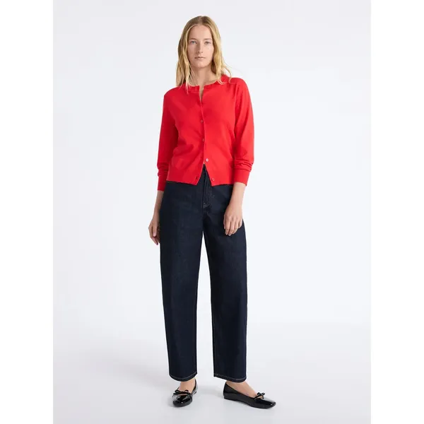 Free Assembly Womens Cardigan Size L Just Red Cozy Yarn Button Up Knit Sweater - Image 3