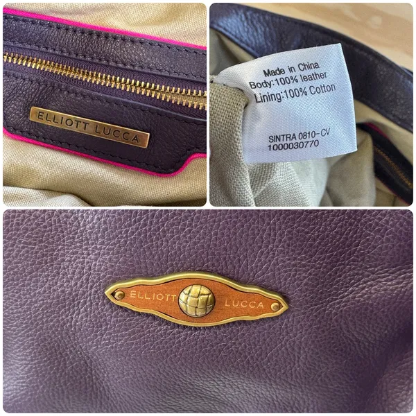 Elliott Lucca Sintra Purple Leather Hobo‎ Bag Braided Tassel Large Tote Purple - Image 8