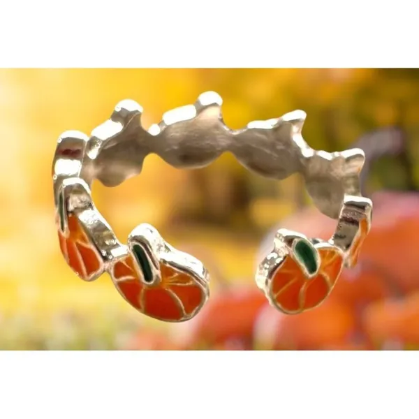 Pumpkin Ring New Orange Silver Adjustable Thanksgiving Autumn Jewelry Fe… - Image 10
