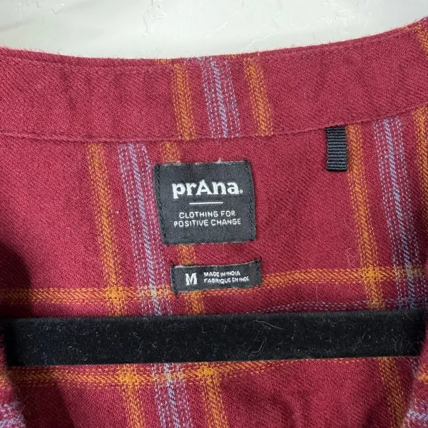 Prana Red Flannel Casual Organic Cotton Loop To Pines Popover Long Sleeve Dress - Image 8