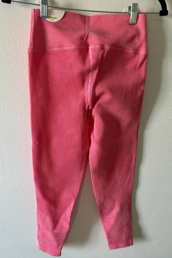 Aerie Pink Ribbed 7/8 Leggings - Image 2