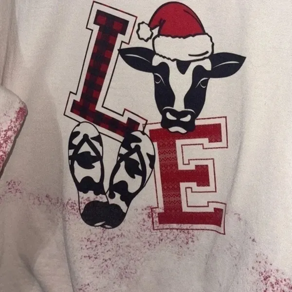 Gildan Heavy Blend Love Tie-Dye Sweatshirt Cow Christmas Holiday Sweatshirt - Image 5