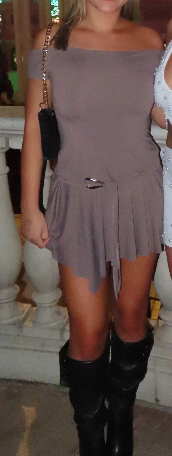Edikted Brown Off The Shoulder Dress - Image 2
