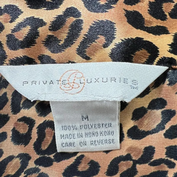 Private‎ Luxuries Satin Leopard Blouse Womens M Button Down Pajama Style Top - Image 4
