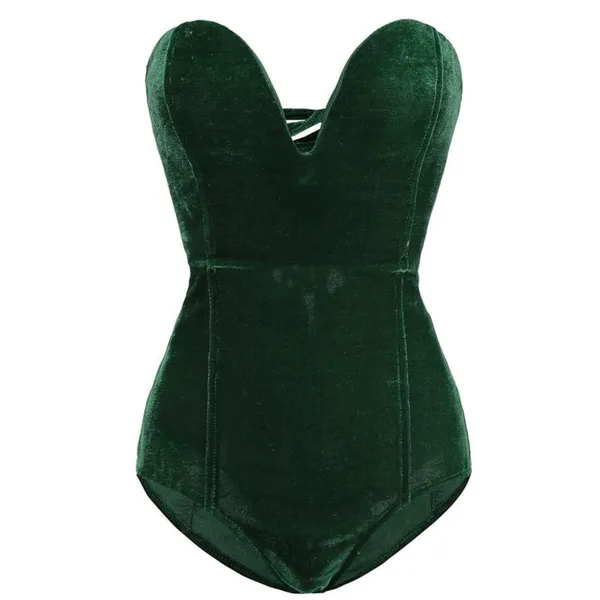 NWT Velvet Sweetheart Neck Strapless‎ Bodysuit Bustier Top Cross Back Small - Image 3