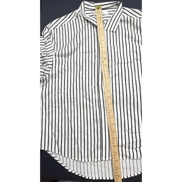 Frame‎ Revolve Linen Blend Striped Organic Short Sleeve Button Up Blouse Size XS - Image 10