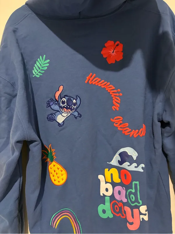 Disney Lilo & Stitch Allover‎ Print Icons Zippered Hoodie BoxLunch Blue Large - Image 6