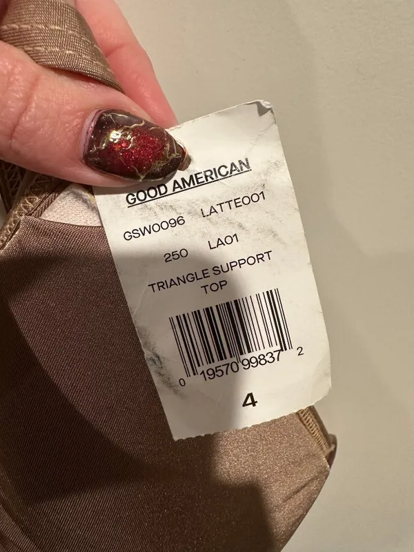 Good American Triangle Support Bikini Top Latte Brown NWT Size 4 XL - Image 4