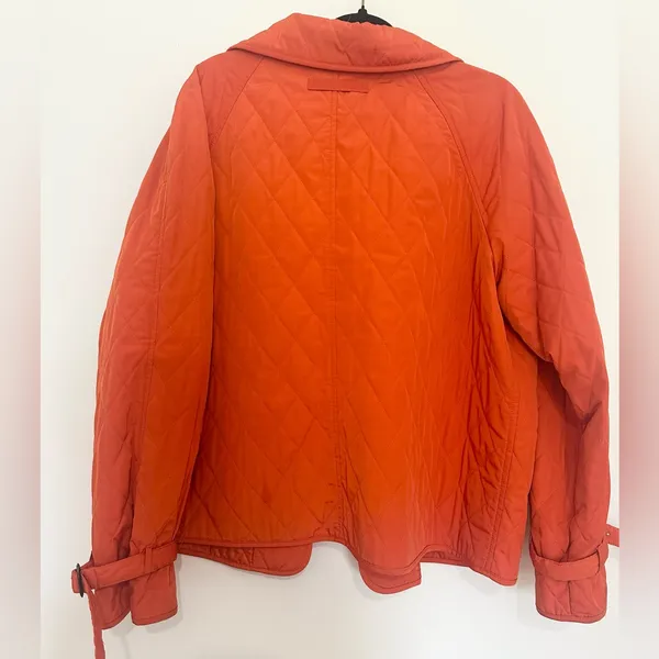 Talbots Diamond Quilted Chore Coat Jacket Pumpkin Orange Fall, Size Large - Image 3