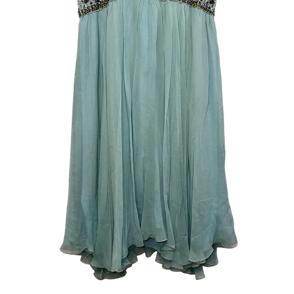 NWT Mandalay AQ Blue Silk Gold Beaded Embellished Mini Cocktail Party Dress Sz 6 - Image 11