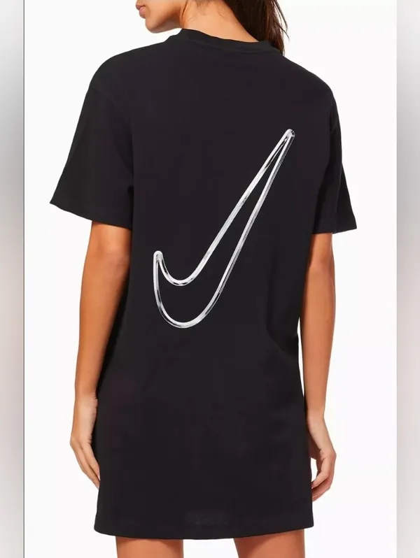 Nike BlackSportwear Swoosh Crewneck Dress with White Swoosh Text Size S - Image 2