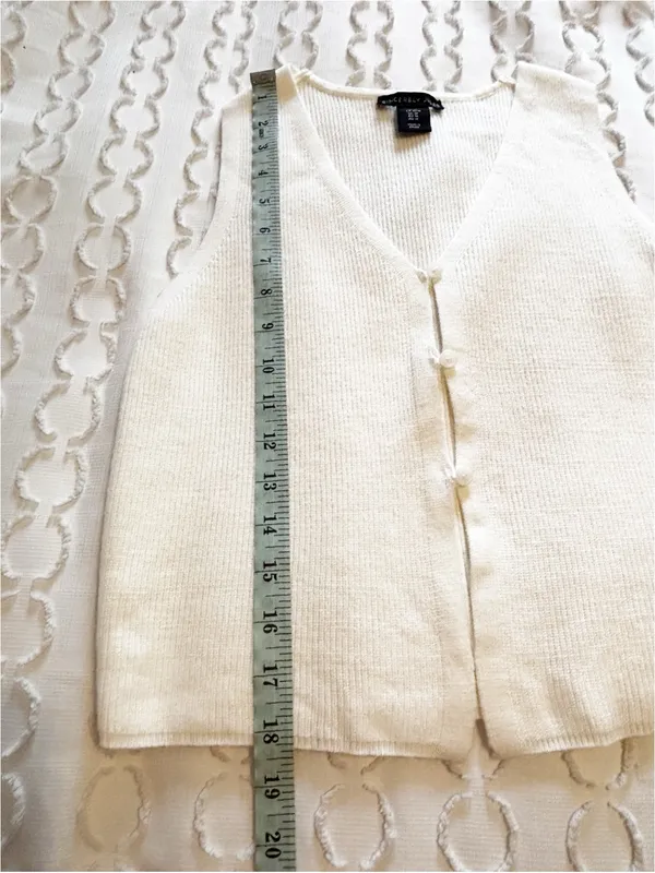 Sincerely Jules Sweater Vest Sleeveless Cardigan Off‎ White Ivory size M - Image 5