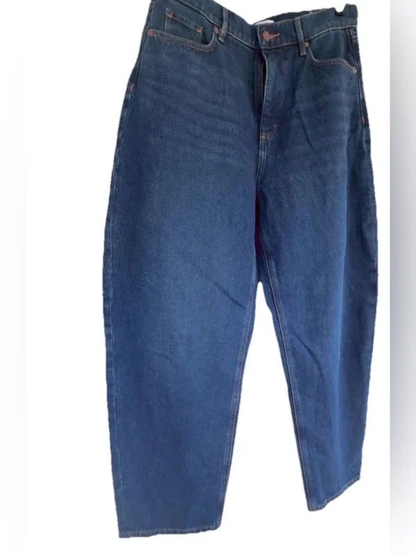 LOFT The Barrel Jeans Size 8/29 Dark Wash High Rise Barrel Leg Horseshoe Denim - Image 10