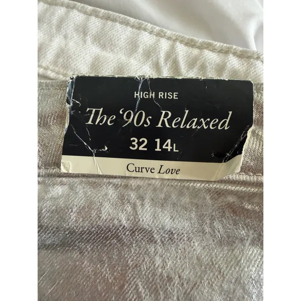 Abercrombie‎ & Fitch Curve Love 90s Relaxed High Rise Metallic Silver Jeans 14L - Image 4