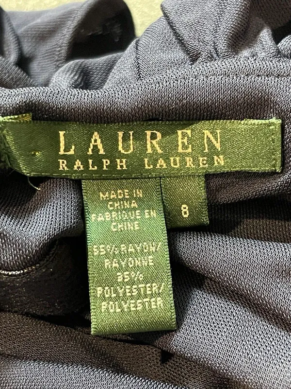 Lauren Ralph Lauren Navy Halter Cocktail Dress Gold Chain Neck Keyhole 8 - Image 9