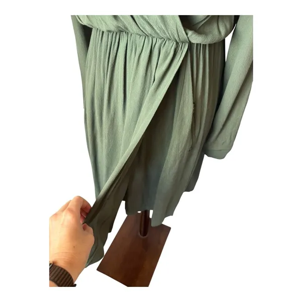 Maeve Anthropologie Dress Women XS Olive Green Faux Wrap Mini Preppy‎ Boho Retro - Image 8