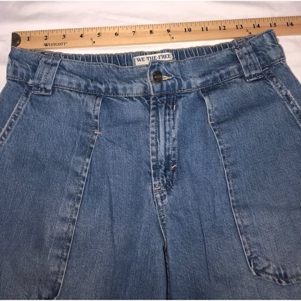 Barrel Jeans XS Low Slung Free People Maeve Oversized Trouser Wide Blue Boho - Image 6
