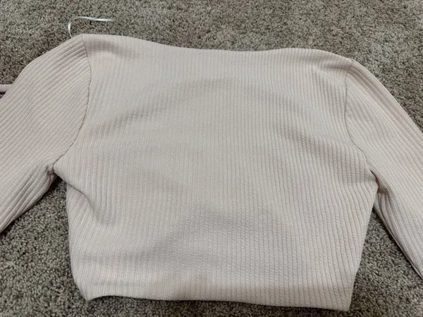 Princess Polly Cream Ribbed High-Waist Leggings & Crop Top Set Size 2 - Image 9