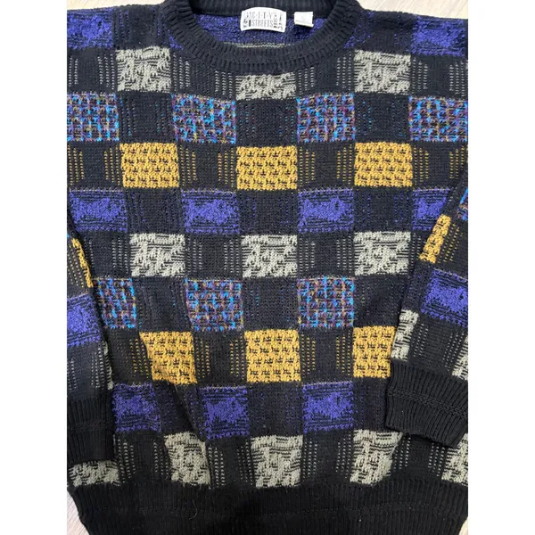 City Streets Vintage Sweater XL Colorblock Geometric 90s Knit - Image 6