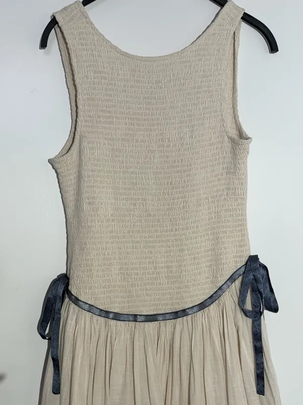 NWOT Free People Nightingale Solid Midi Dress with Navy Tie - Image 8