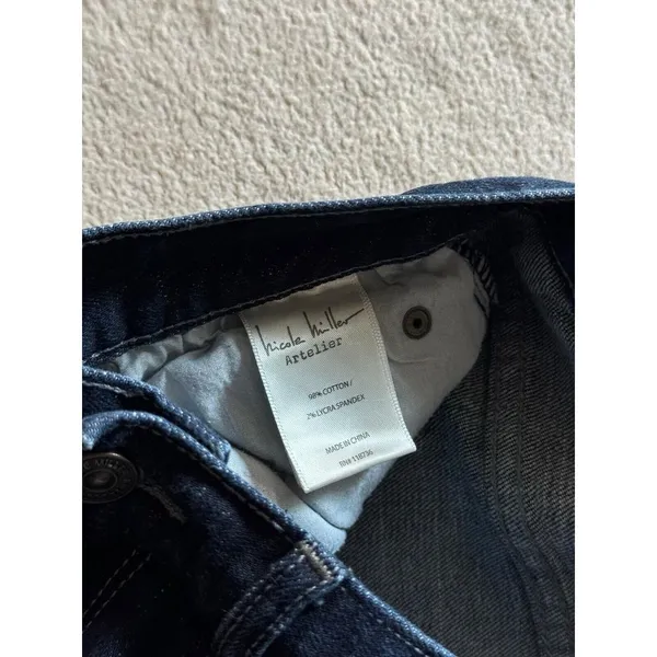ARTELIER Nicole Miller Sullivan Dark Wash Wide Leg Crop‎ Raw Hem Denim Jeans 26 - Image 7