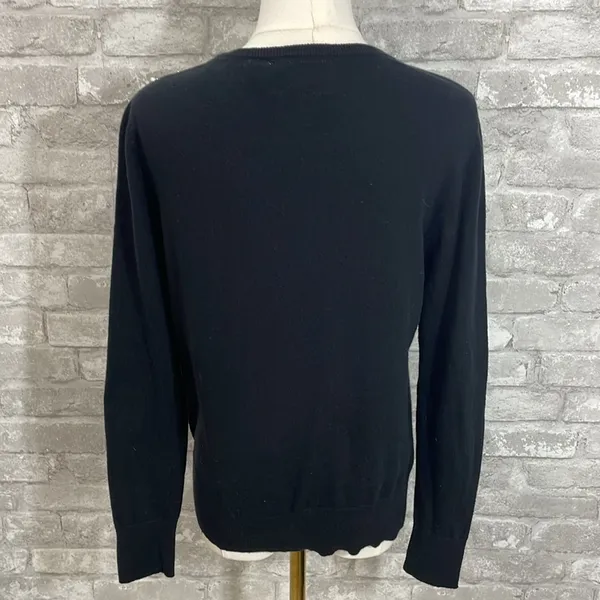 Anthropologie Field Flower Black Sweater with Pearl Accents - Image 4