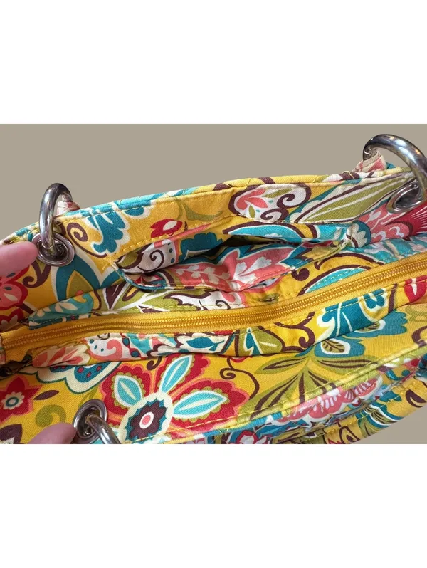 Vera Bradley Yellow Floral Quilted Satchel Shoulder Bag - Image 5