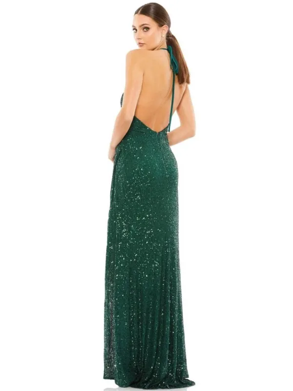 Mac Duggal 26622 Sequined Halter Neck Emerald Green Gown, NEW, Size 10 MSRP $398 - Image 2