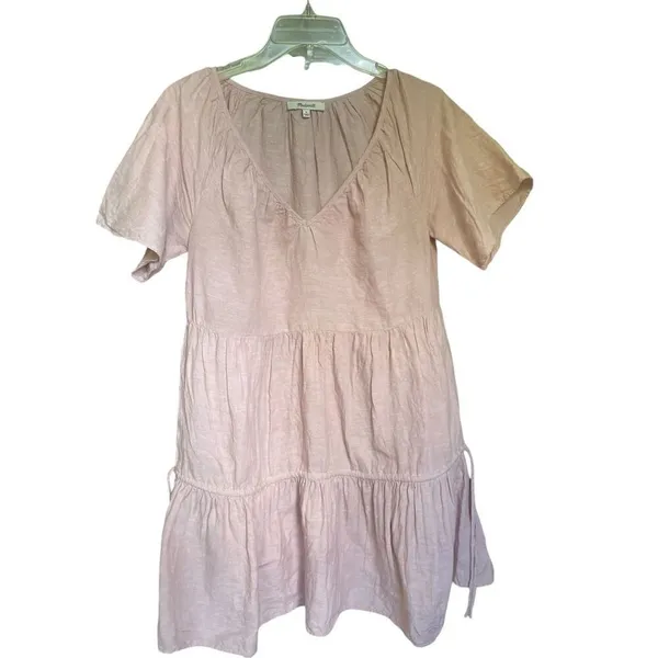 Madewell Linen Blend Lorelei Mini Dress Pale Pink Size S - Image 6