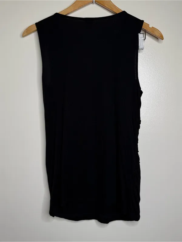 Free W/ Purchase Ann Taylor Black Top Size medium Sleeveless V Neck Ruched - Image 5