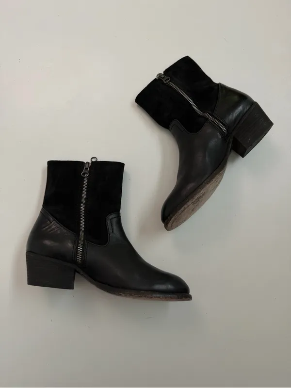 H by Hudson Riley Boots Leather Zippers Western Festival Cowgirl Boho Black - Image 4