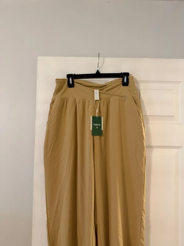 HALARA Tan High-Waist Wide Leg Pull-On Pants size L brand new inseam 24” - Image 2