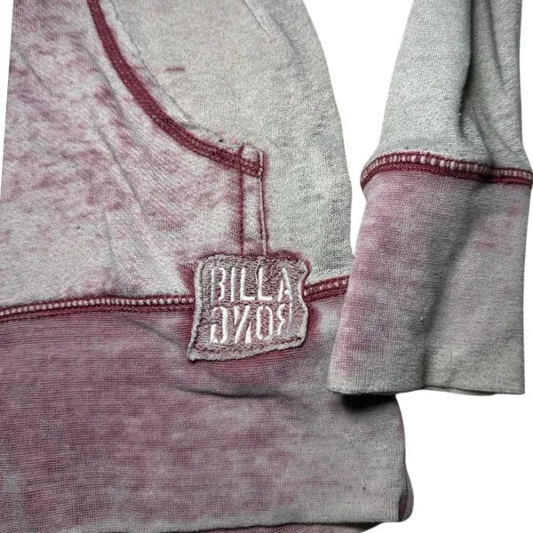 Billabong Burnout Hoodie Red Pink Mineral Wash Coastal Indie Surf M Pullover - Image 3
