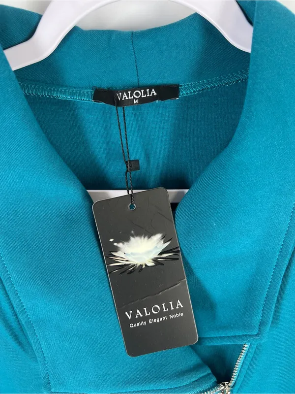 Valolia Teal Zipper Lapel Swing Tunic Top Size M NWT - Image 3