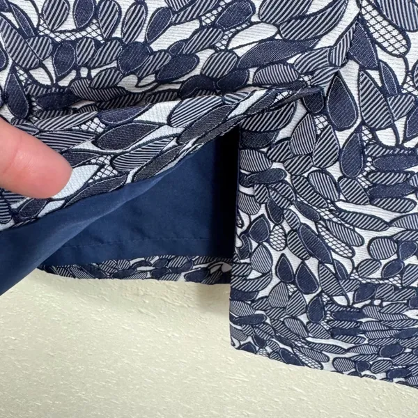 Ann Taylor Womens Navy Blue White Leaf Print Pencil‎ Skirt Size 12 Business Work - Image 5