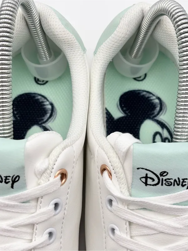 Disney White‎ Sneakers with Gold Mickey Accent and Mint Trim - Image 5