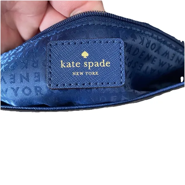 Kate Spade Laurel‎ Way Greer Saffiano Leather Purse Clutch Navy Blue Gold Chain - Image 4
