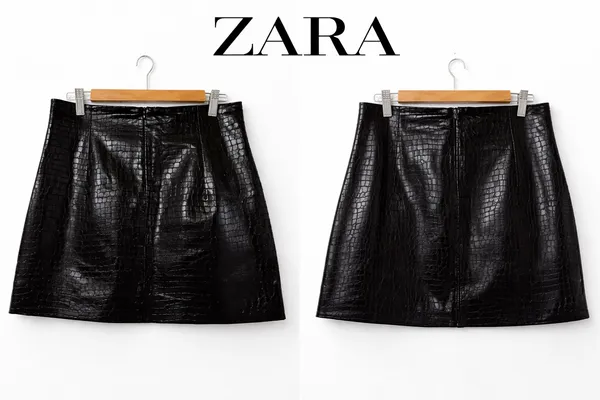 Zara Black Croc Mini Skirt - Size L - Like New - Image 2