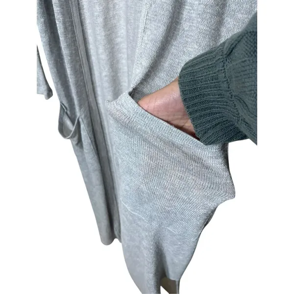 Aerie Gray Long Line Open‎ Front Cardigan Size M - Image 4