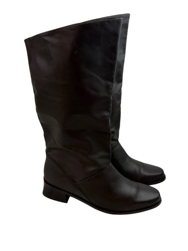 Vtg Y2K 90s Markon Shelly Calf High Boot Womens Size 9 M Brown Leather Fold Over - Image 8