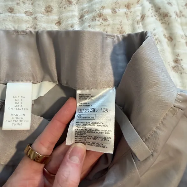 H&M High-Waist Wide Leg Satin Pants in Taupe - Image 3