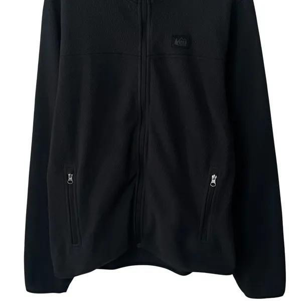 REI Co-op Black‎ Fleece Jacket Full Zip Lightweight Hiking Camping Outdoors M - Image 4